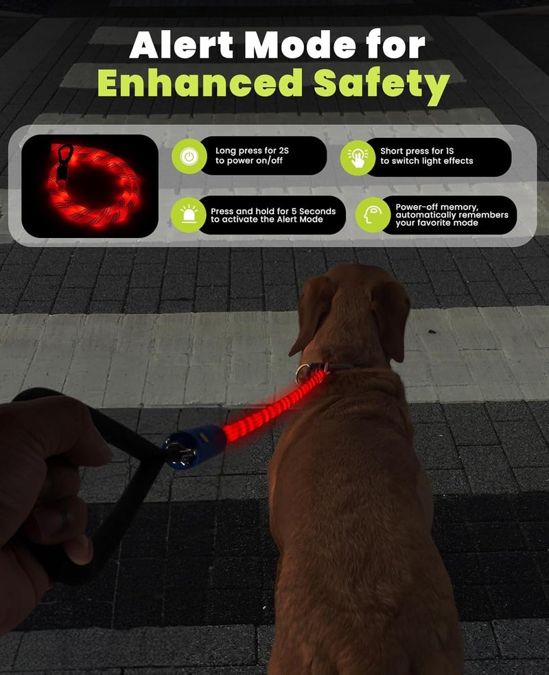 Xech Light Up Dog Leash, LED Pet Leash for Night Walking,13 Lighting Modes, Rechargeable Dog Lights, Glow in The Dark Walking Leashes with Tangle-Free Hook for Medium Large Dogs (Leash-5Ft) - Image 4